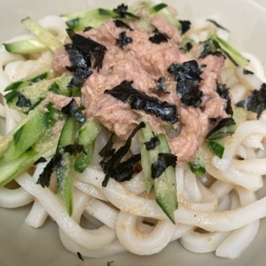 キュウリとツナのぶっかけうどん